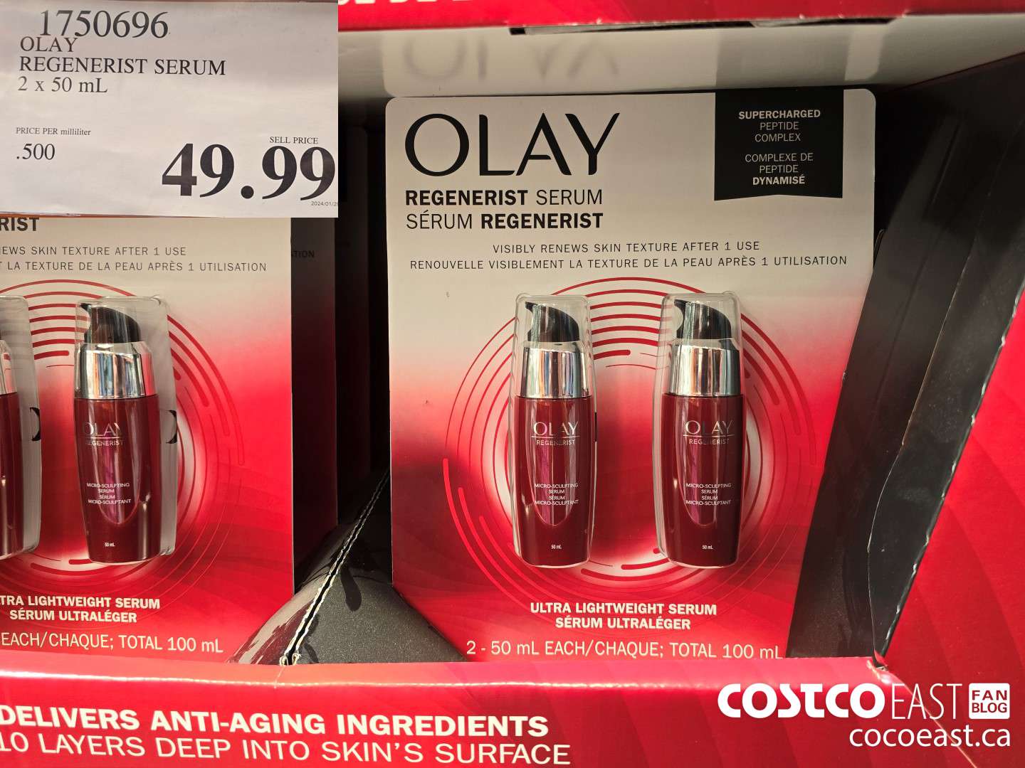 1750696 OLAY REGENERIST SERUM 2 x 50 mL $49.99