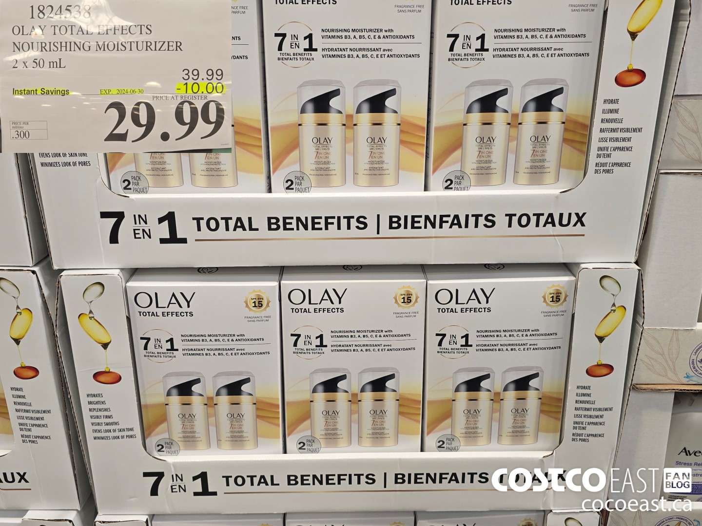 1824538 OLAY TOTAL EFFECTS NOURISHING MOISTURIZER 2 x 50 mL 29.99 ($10.00 INSTANT SAVINGS EXPIRES ON 2024-06-30) $29.99