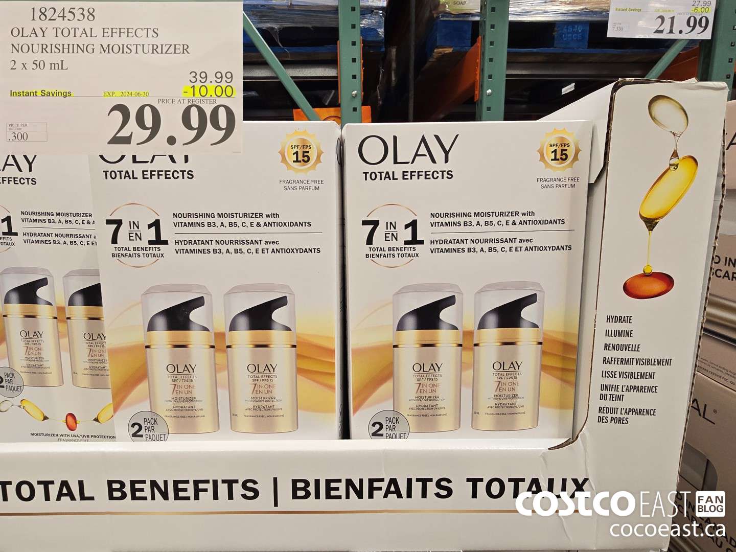 1824538 OLAY TOTAL EFFECTS NOURISHING MOISTURIZER 2 x 50 mL 29.99 ($10.00 INSTANT SAVINGS EXPIRES ON 2024-06-30) $29.99