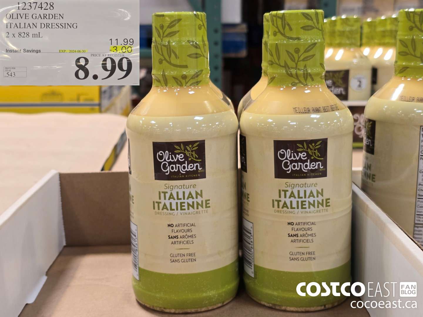 1237428 OLIVE GARDEN ITALIAN DRESSING 2 x 828 mL ($3.00 INSTANT SAVINGS EXPIRES ON 2024-06-30) $8.99