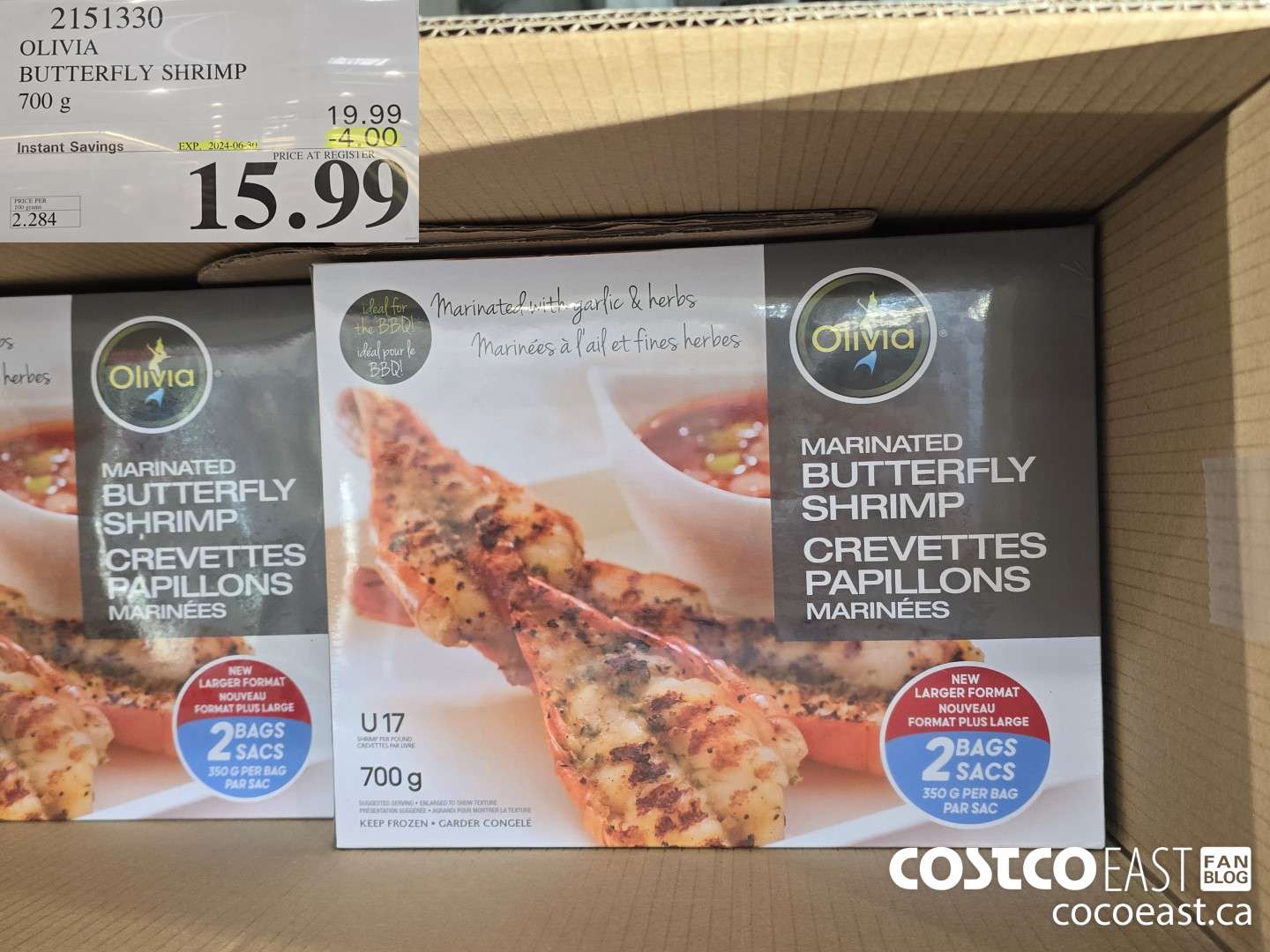 2151330 OLIVIA BUTTERFLY SHRIMP 700 G ($4.00 INSTANT SAVINGS EXPIRES ON 2024-06-30) $15.99