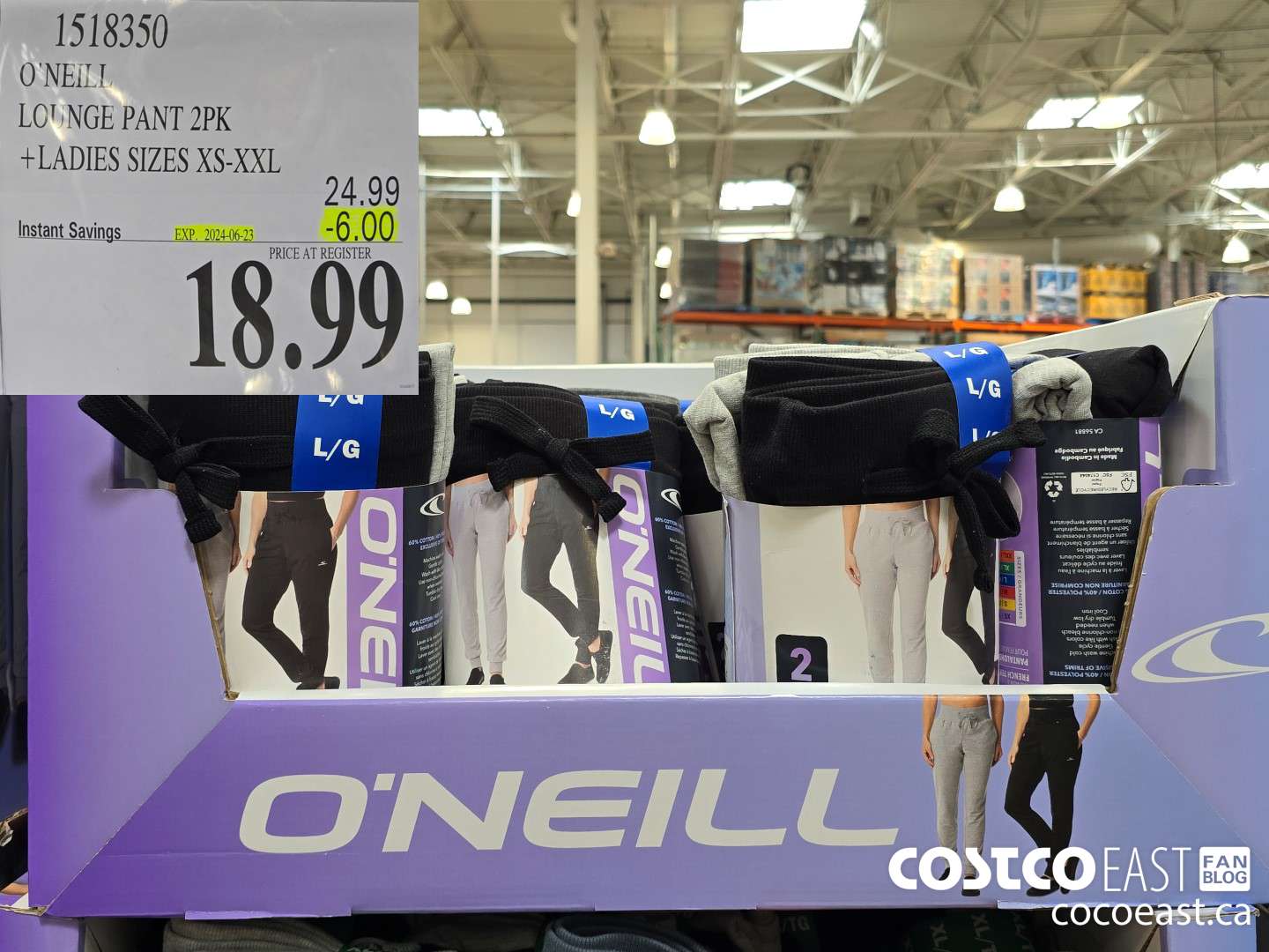 1518350 O'NEILL LOUNGE PANT 2PK +LADIES SIZES XS-XXL ($6.00 INSTANT SAVINGS EXPIRES ON 2024-06-23) $18.99