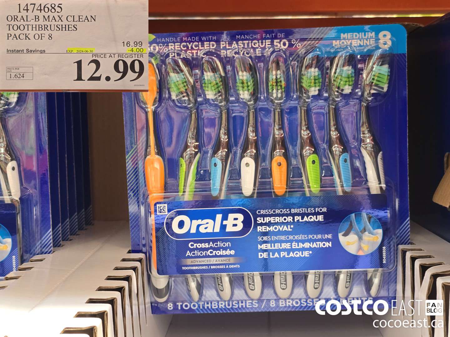 1474685 ORAL-B MAX CLEAN TOOTHBRUSHES PACK OF 8 ($4.00 INSTANT SAVINGS EXPIRES ON 2024-06-30) $12.99