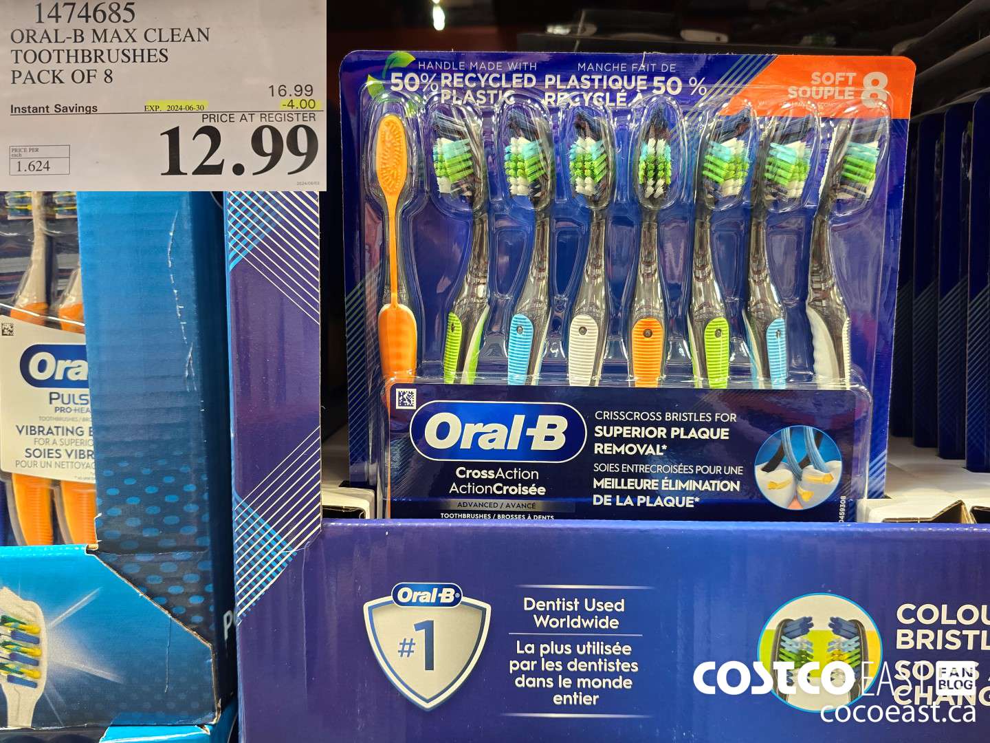 1474685 ORAL-B MAX CLEAN TOOTHBRUSHES PACK OF 8 ($4.00 INSTANT SAVINGS EXPIRES ON 2024-06-30) $12.99