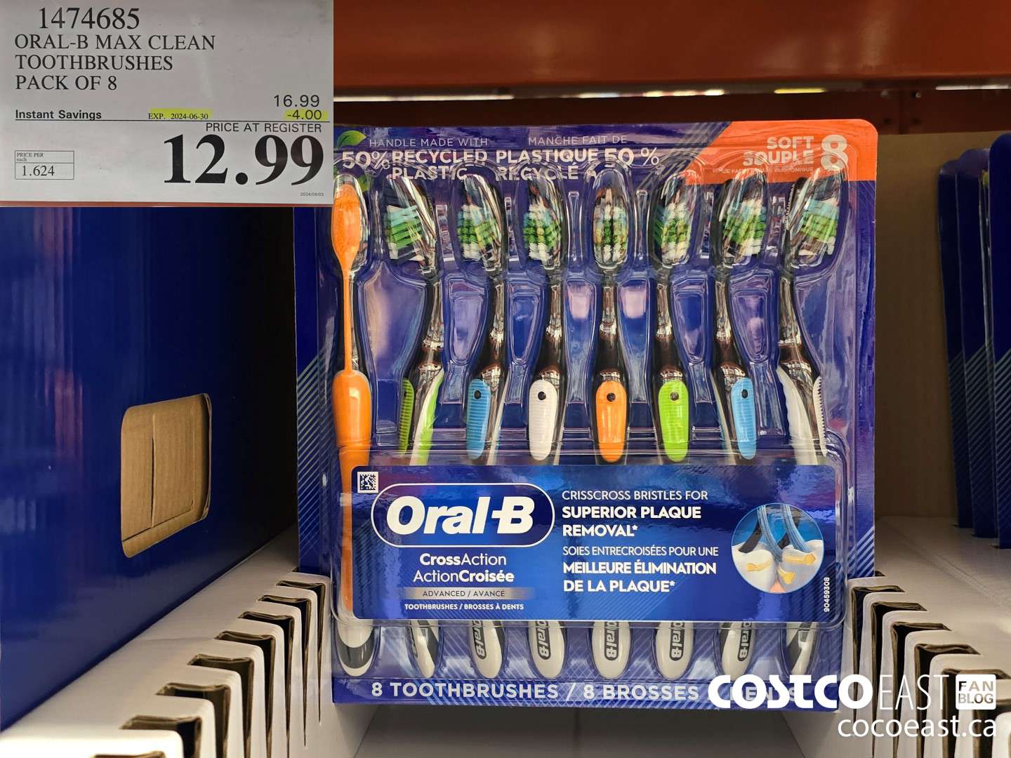 1474685 ORAL-B MAX CLEAN TOOTHBRUSHES PACK OF 8 ($4.00 INSTANT SAVINGS EXPIRES ON 2024-06-30) $12.99