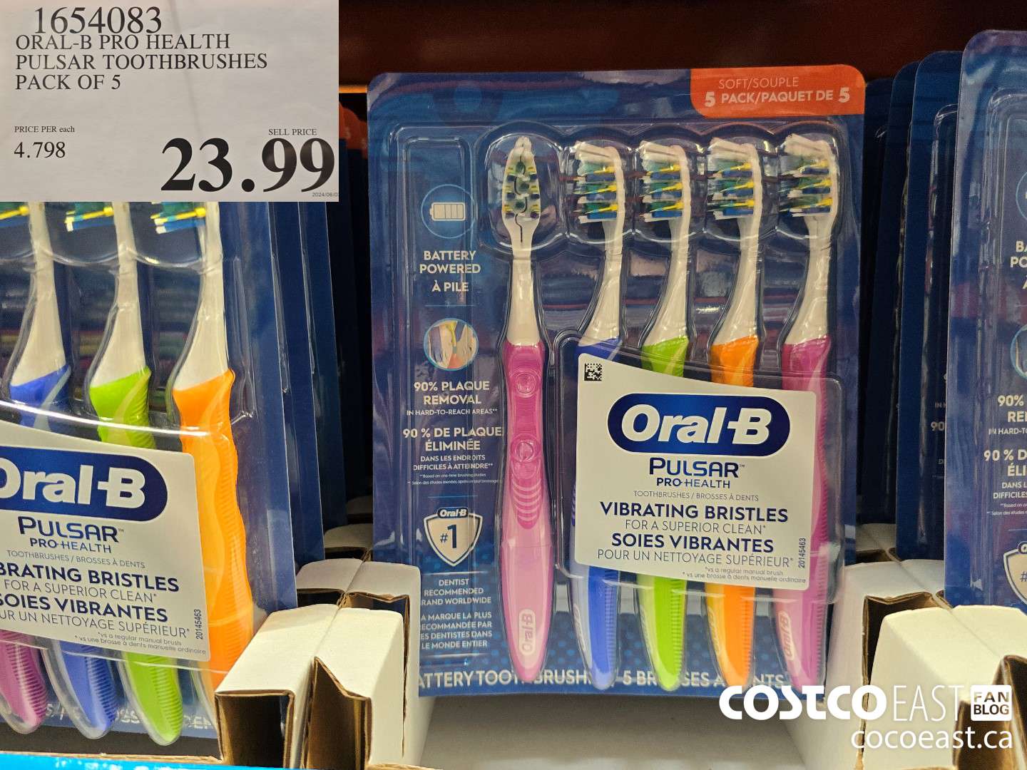 1654083 ORAL-B PRO HEALTH PULSAR TOOTHBRUSHES PACK OF 5 $23.99