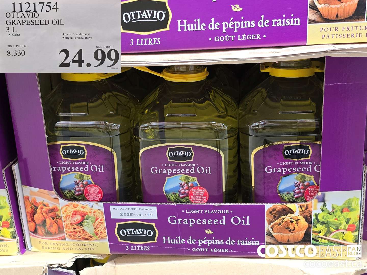 1121754 OTTAVIO GRAPESEED OIL 3L $24.99