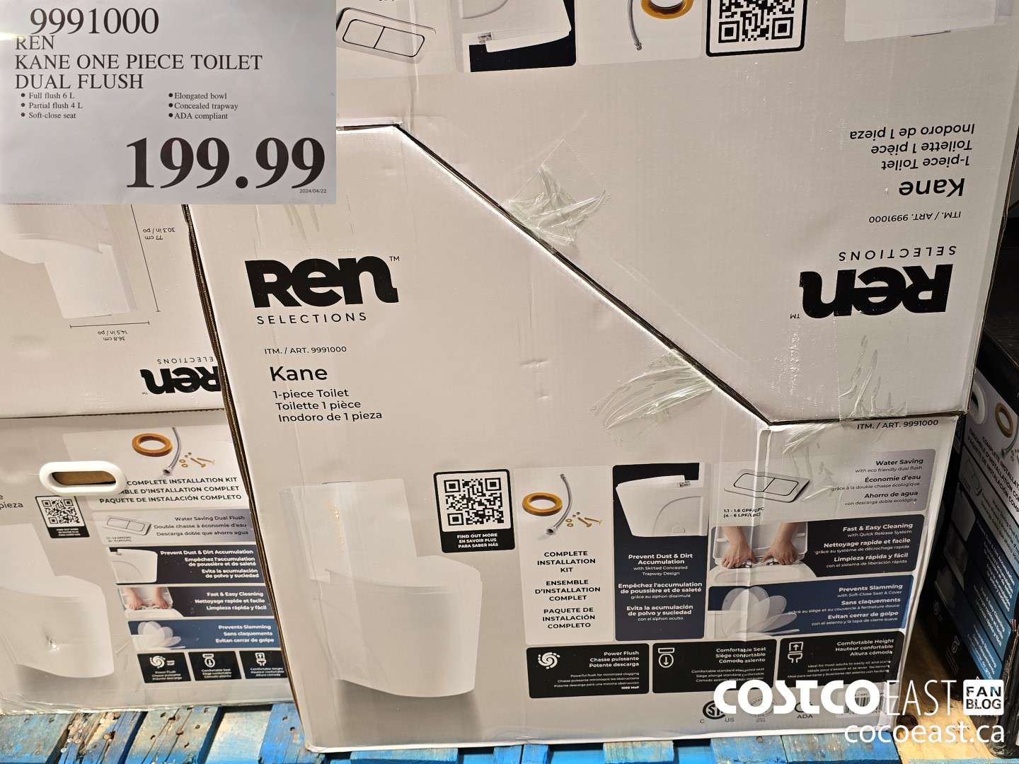 9991000 OVE KANE ONE PIECE TOILET DUAL FLUSH $199.99