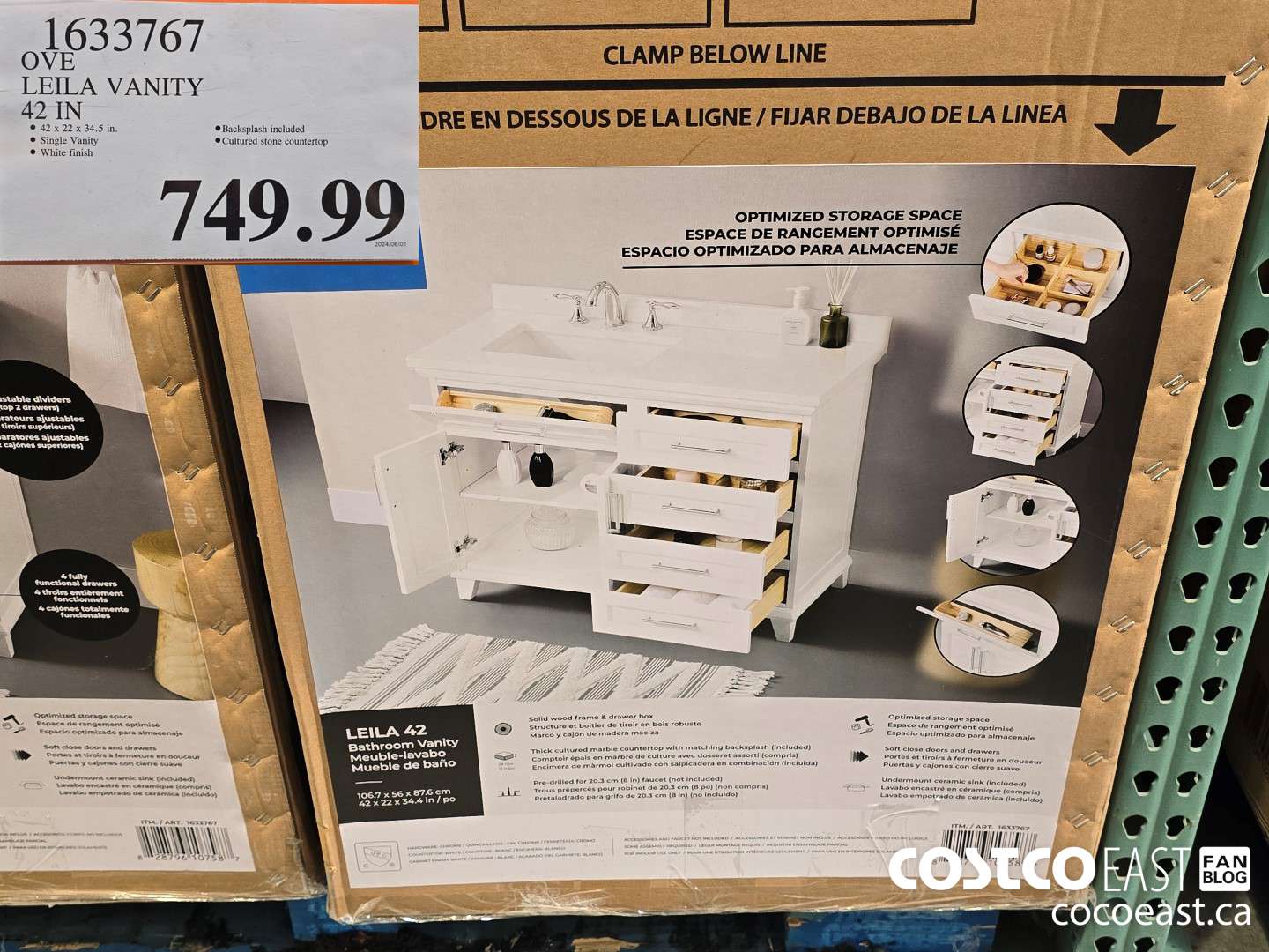 1633767 OVE LEILA VANITY 42 IN $749.99