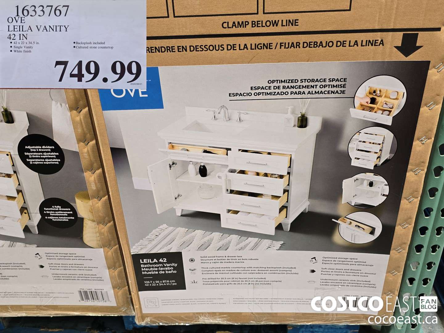 1633767 OVE LEILA VANITY 42 IN $749.99