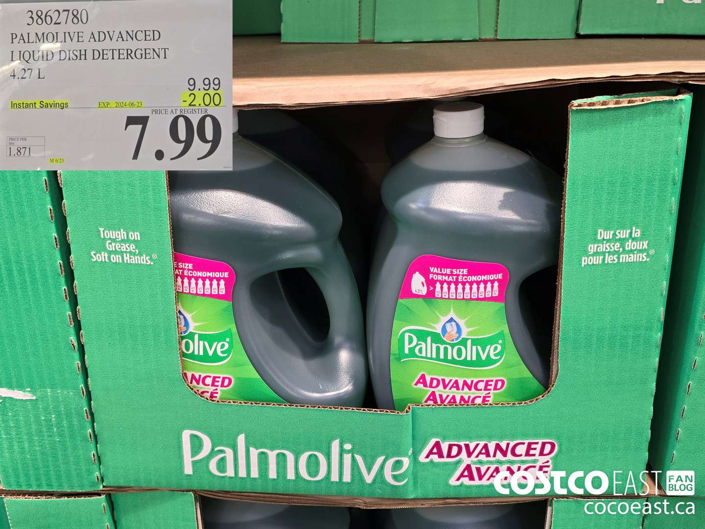 3862780 PALMOLIVE ADVANCED LIQUID DISH DETERGENT 4.27L ($2.00 INSTANT SAVINGS EXPIRES ON 2024-06-23) $7.99