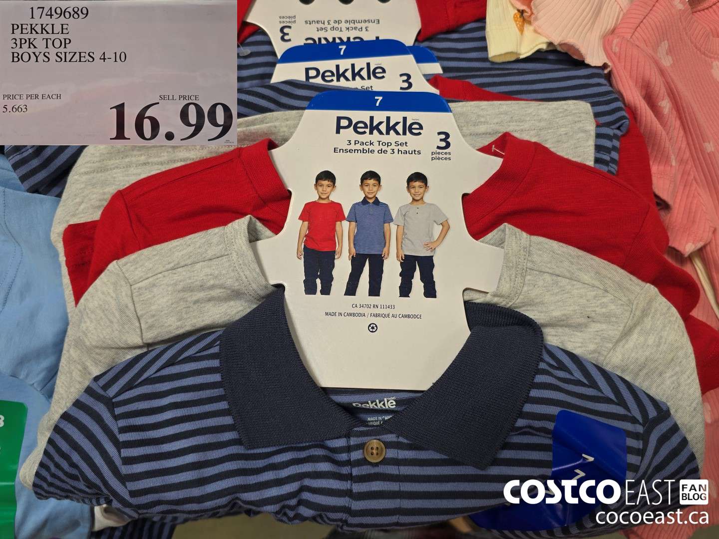 1749689 PEKKLE 3PK TOP BOYS SIZES 4-10 $16.99