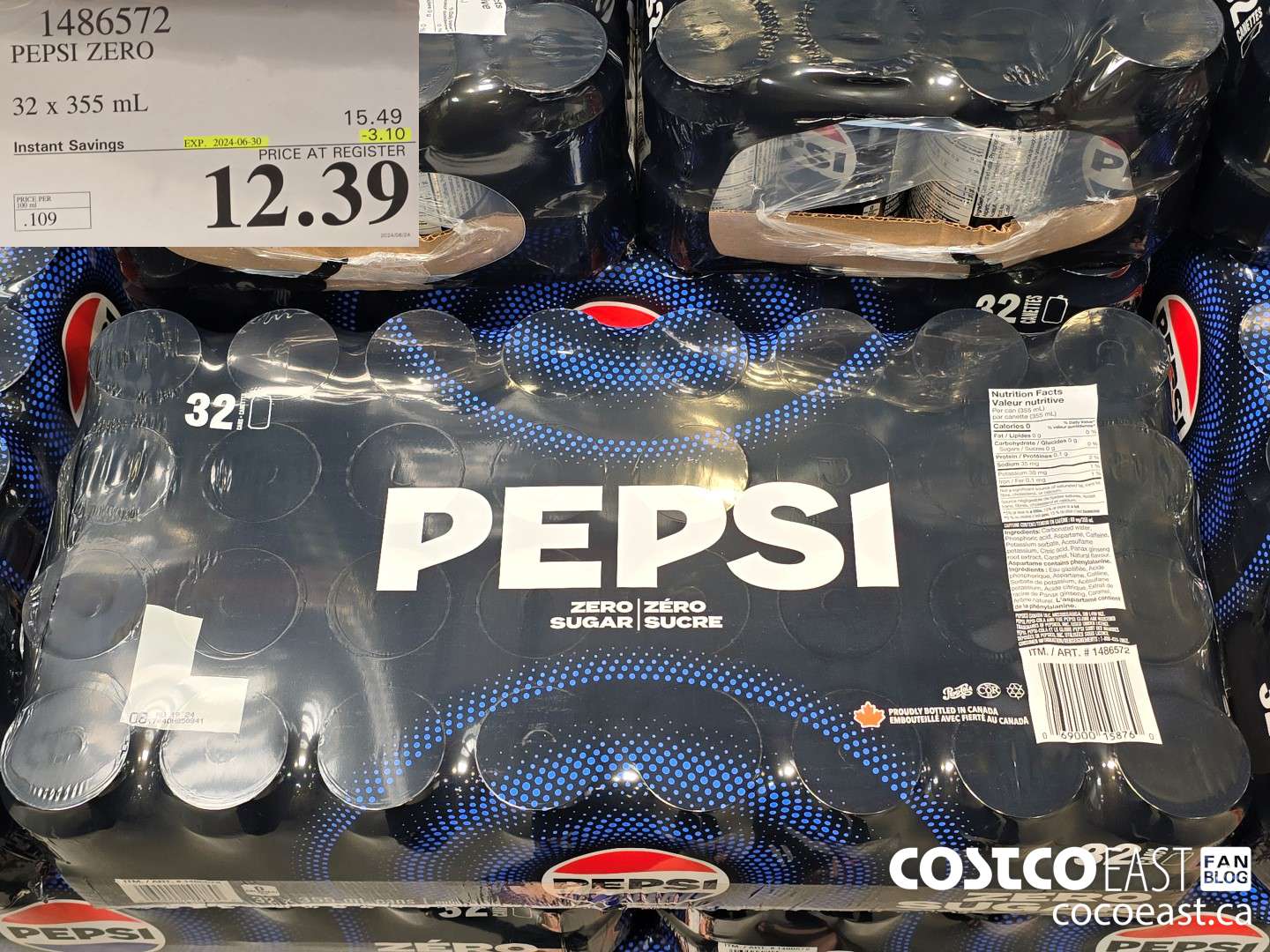 1486572 PEPSI ZERO 32 X 355 ML ($3.10 INSTANT SAVINGS EXPIRES ON 2024-06-30) $12.39