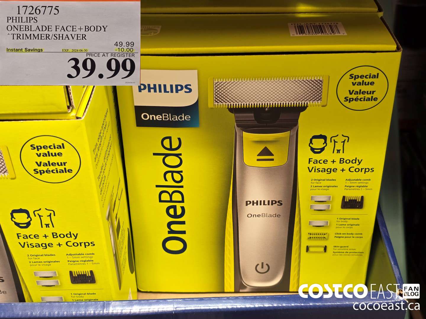 1726775 PHILIPS ONEBLADE FACE+ BODY TRIMMER/SHAVER ($10.00 INSTANT SAVINGS EXPIRES ON 2024-06-30) $39.99