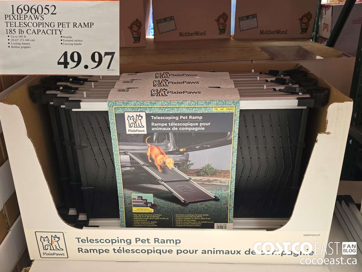 1696052 PIXIEPAWS TELESCOPING PET RAMP 185 Ib CAPACITY $49.97
