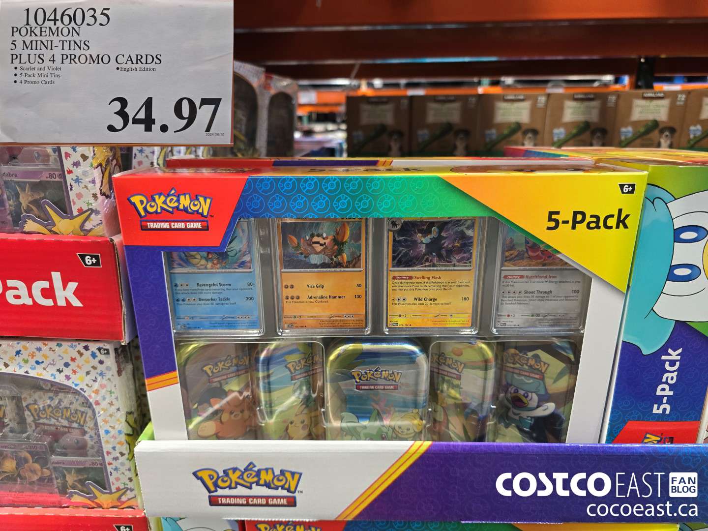 1046035 POKEMON 5 MINI-TINS PLUS 4 PROMO CARDS $34.97