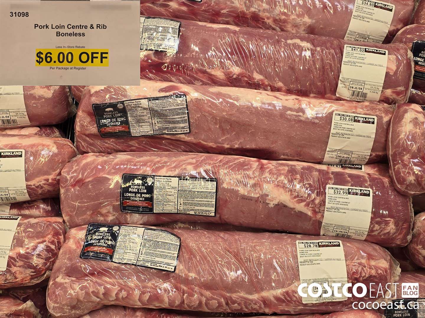 31098 PORK LOIN CENTRE & RIB BONELESS ($6.00 INSTANT SAVINGS)