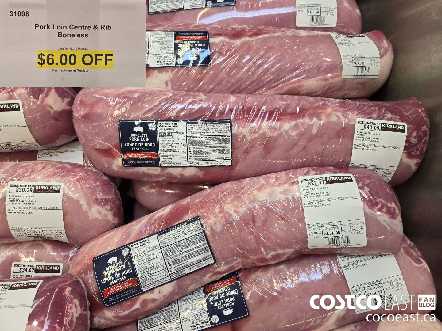 31098 PORK LOIN CENTRE & RIB BONELESS ($6.00 INSTANT SAVINGS)
