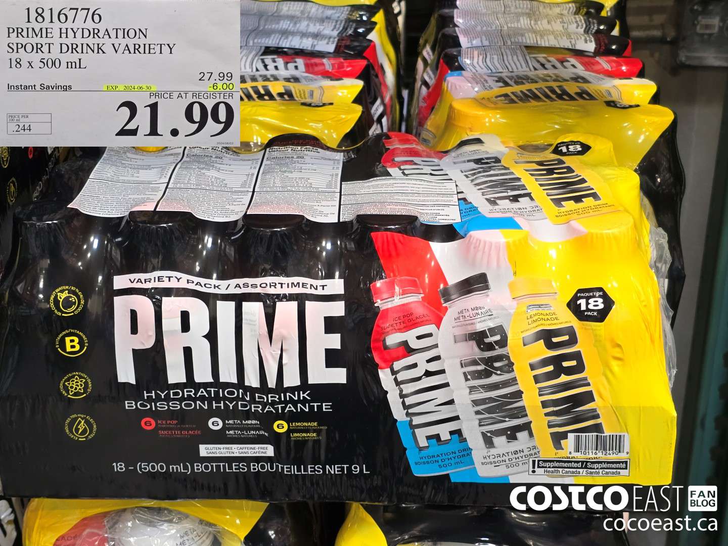1816776 PRIME HYDRATION SPORT DRINK VARIETY 18 x 500 mL ($6.00 INSTANT SAVINGS EXPIRES ON 2024-06-30) $21.99