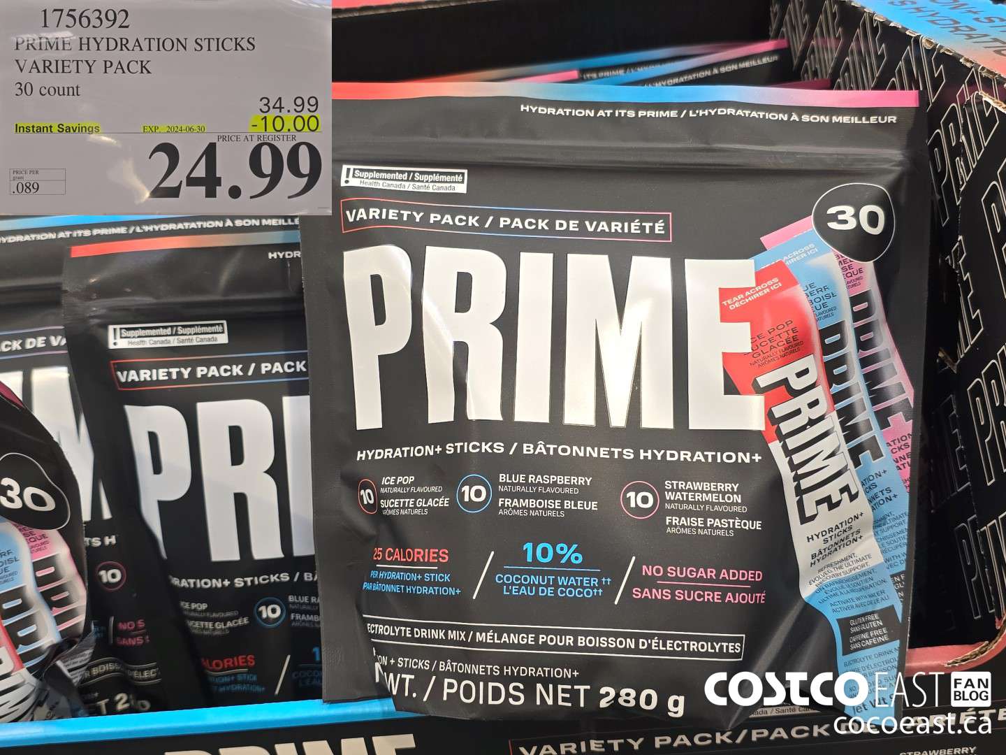 1756392 PRIME HYDRATION STICKS VARIETY PACK 30 count ($10.00 INSTANT SAVINGS EXPIRES ON 2024-06-30) $34.99