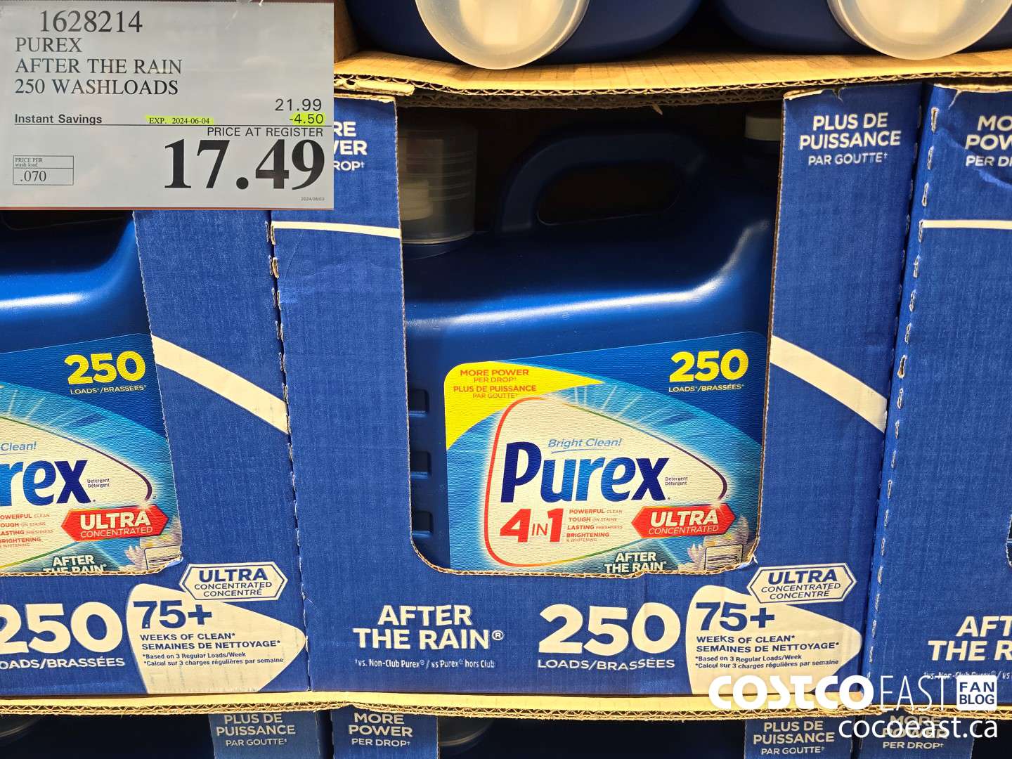 1628214 PUREX AFTER THE RAIN 250 washloads ($4.50 INSTANT SAVINGS EXPIRES ON 2024-06-04) $17.49