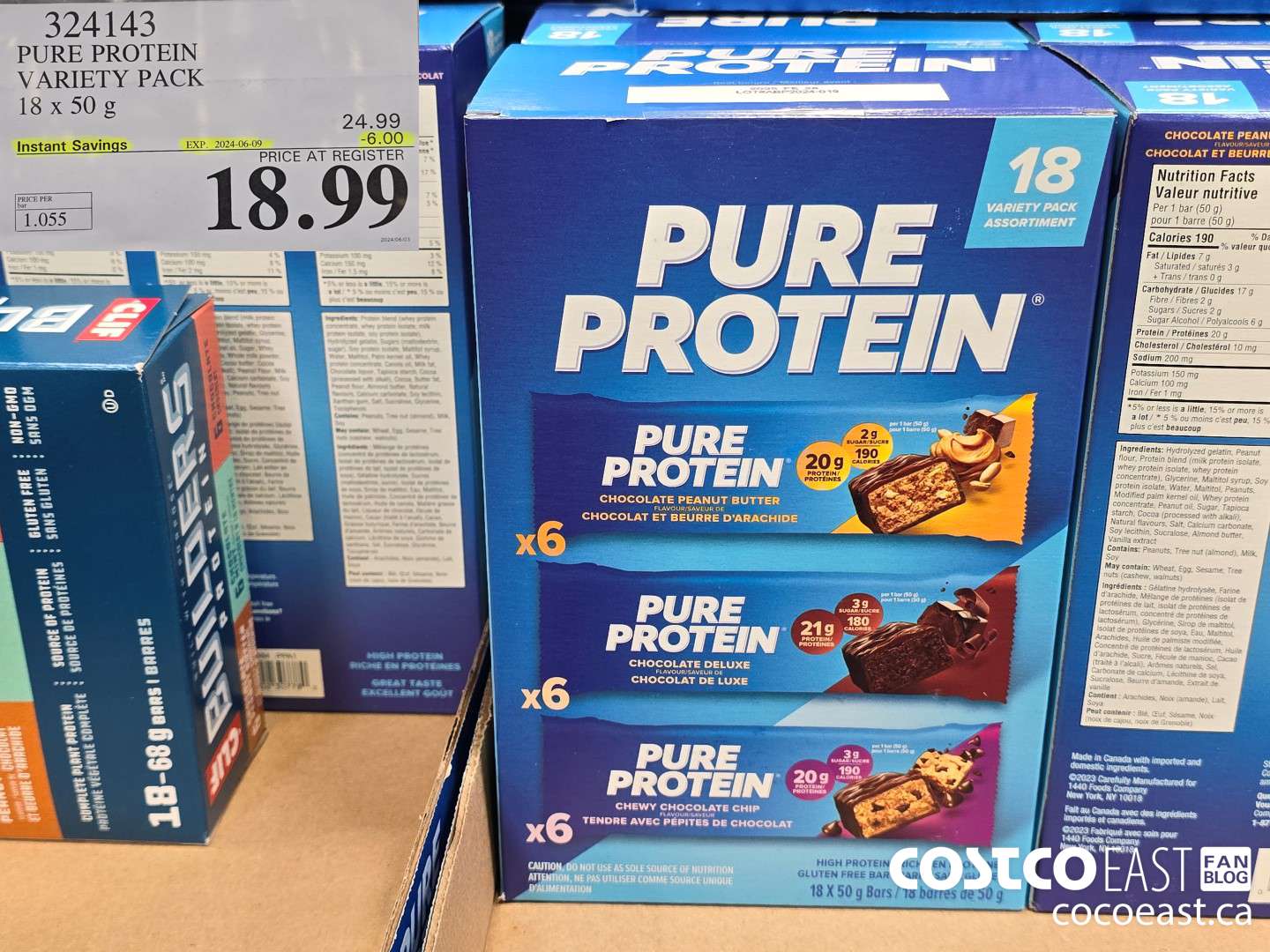 324143 PURE PROTEIN VARIETY PACK 18 x 50 g ($6.00 INSTANT SAVINGS EXPIRES ON 2024-06-09) $18.99