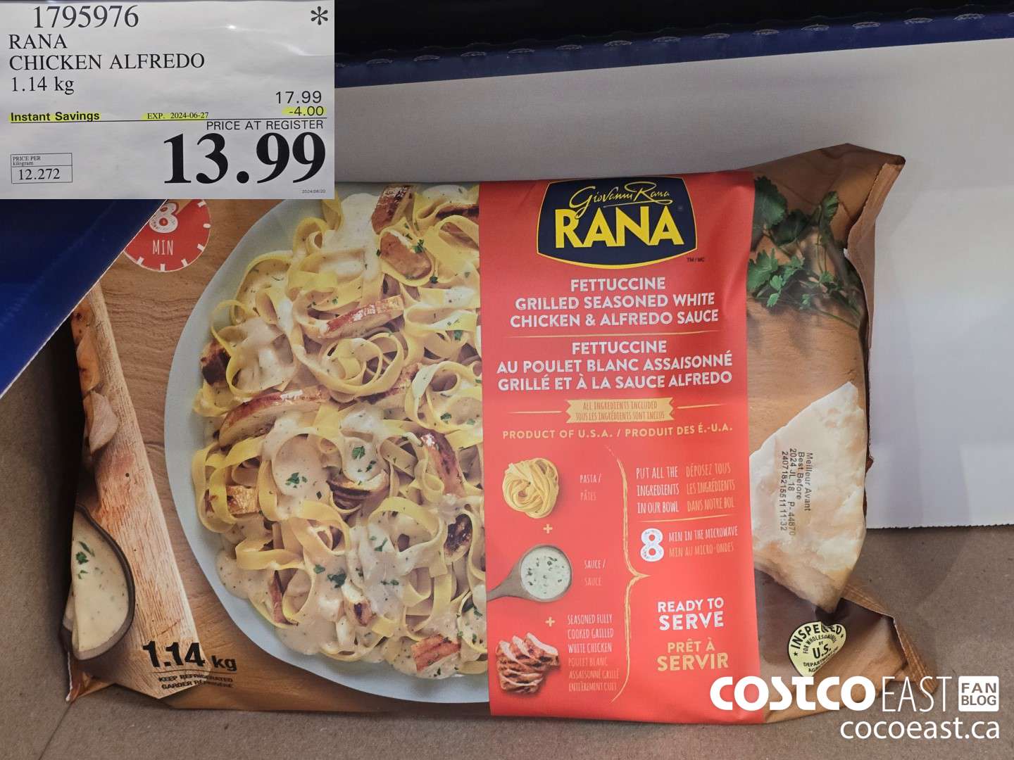 1795976 RANA CHICKEN ALFREDO 1.14 KG ($4.00 INSTANT SAVINGS EXPIRES ON 2024-06-27) $13.99