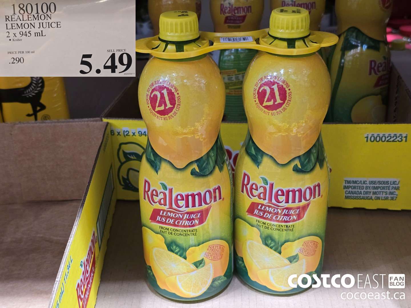 180100 REALEMON LEMON JUICE 2 X 945 ML $5.49