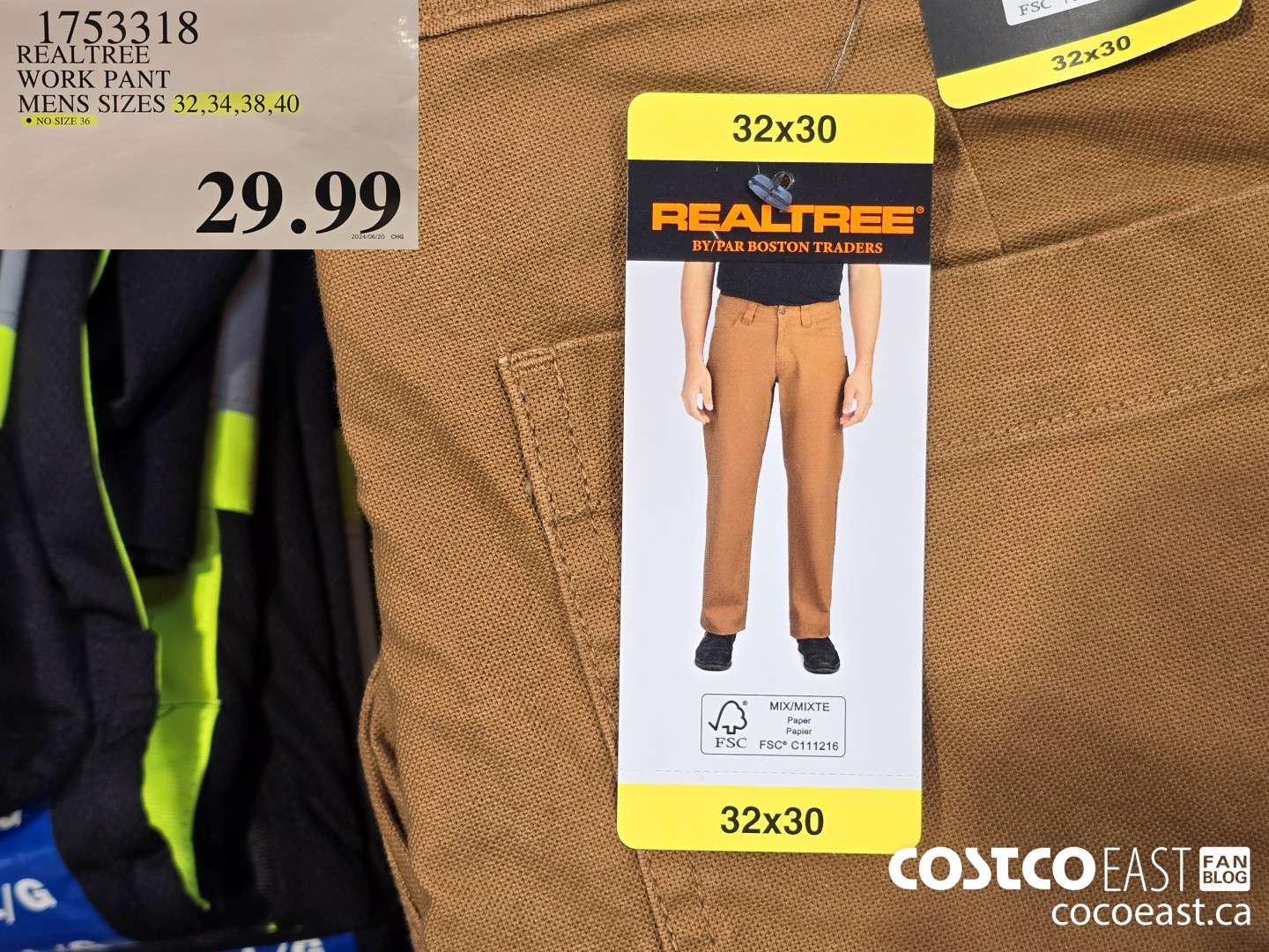 1753318 REALTREE WORK PANT MENS SIZES 32,34,38,40 $29.99