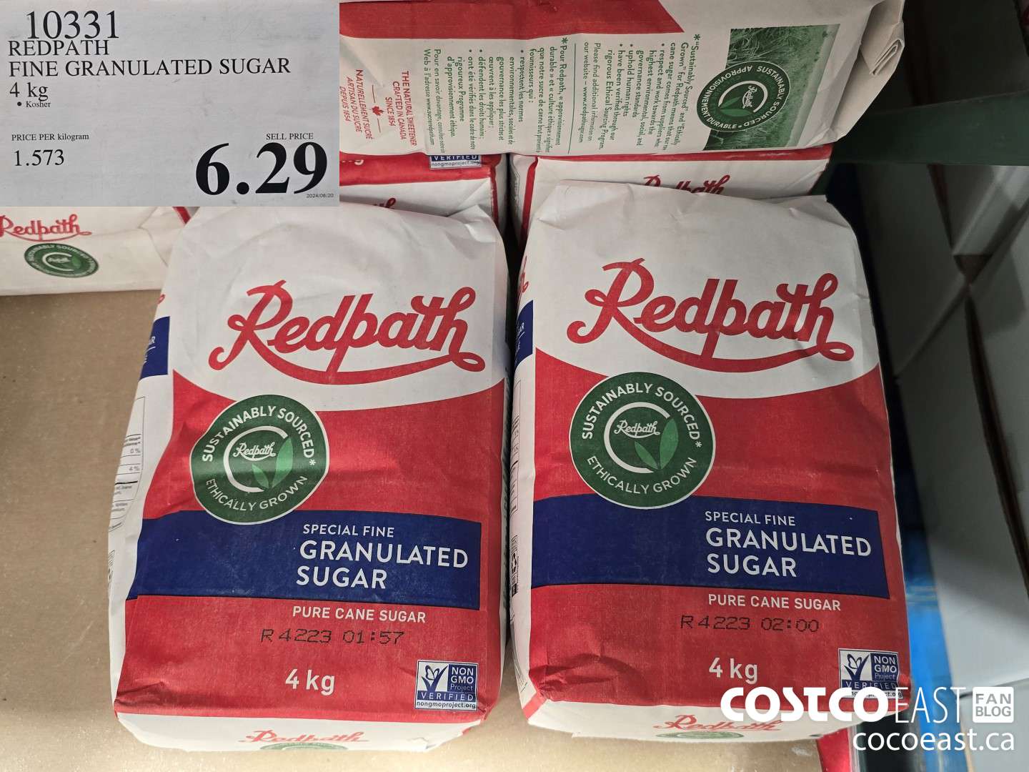 10331 REDPATH FINE GRANULATED SUGAR 4 KG $6.29