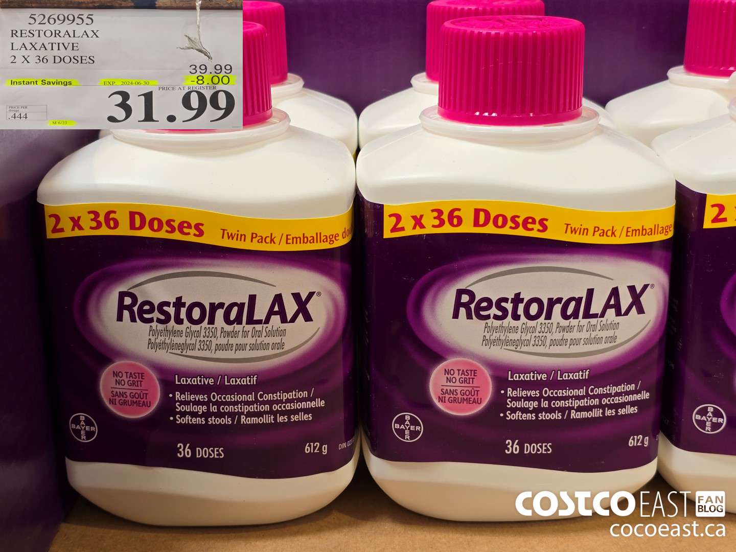 5269955 RESTORALAX LAXATIVE 2 X 36 DOSES ($8.00 INSTANT SAVINGS EXPIRES ON 2024-06-30) $31.99