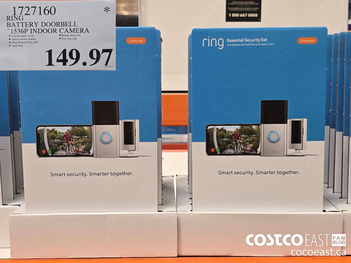 1727160 RING BATTERY DOORBELL 1536P INDOOR CAMERA $149.97