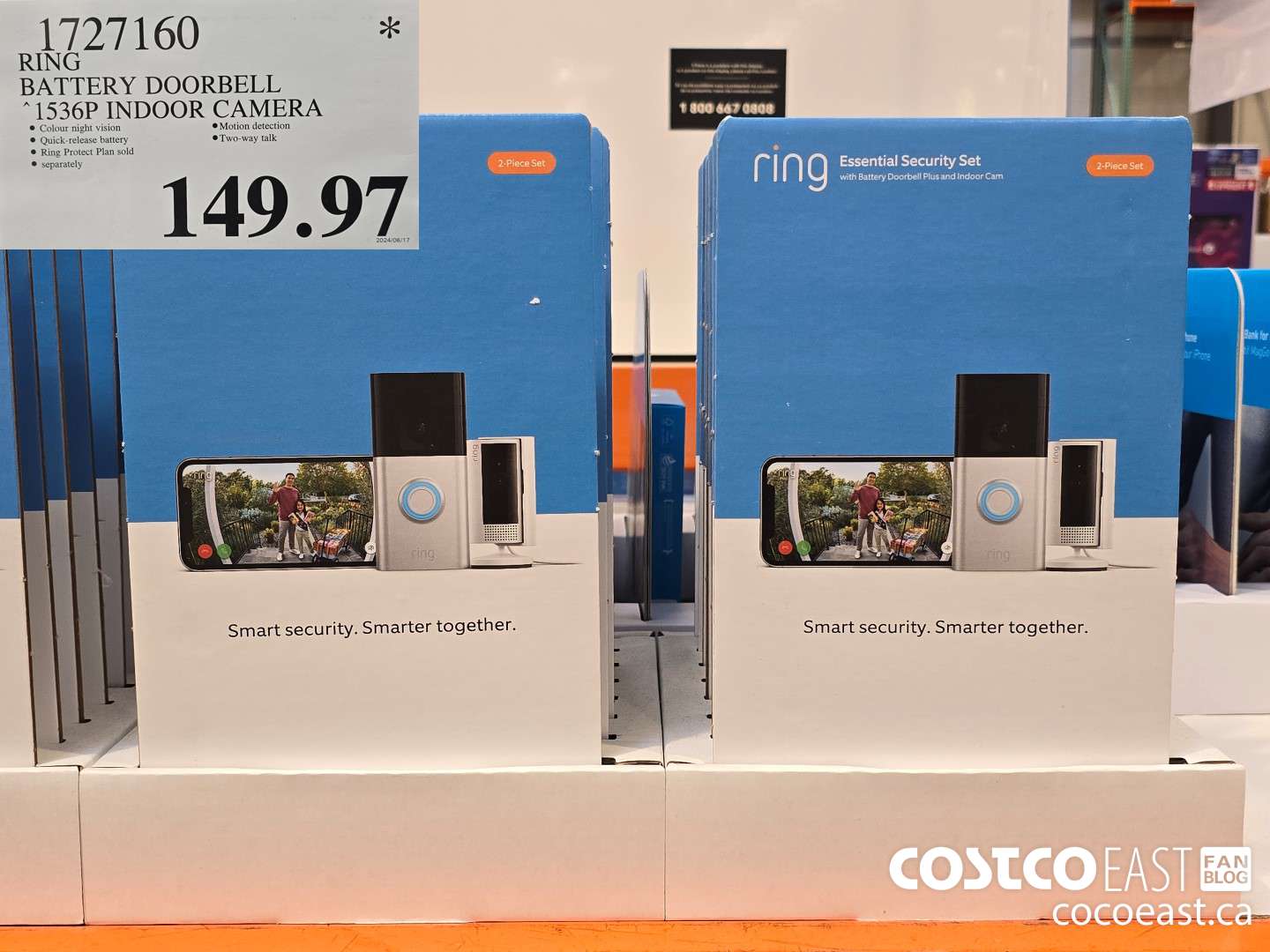 1727160 RING BATTERY DOORBELL 1536P INDOOR CAMERA $149.97