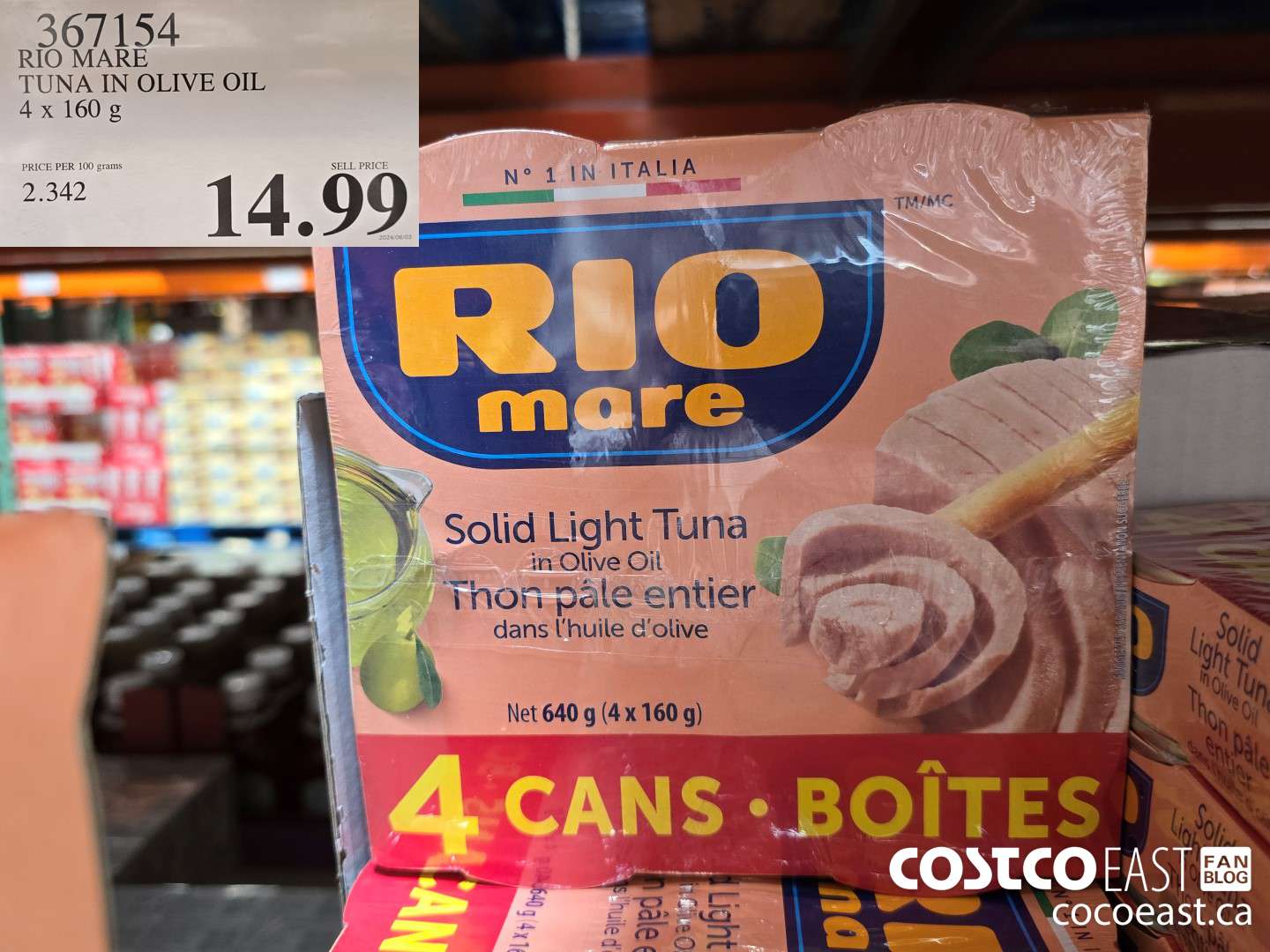 367154 RIO MARE TUNA IN OLIVE OIL 4 x 160 g $14.99