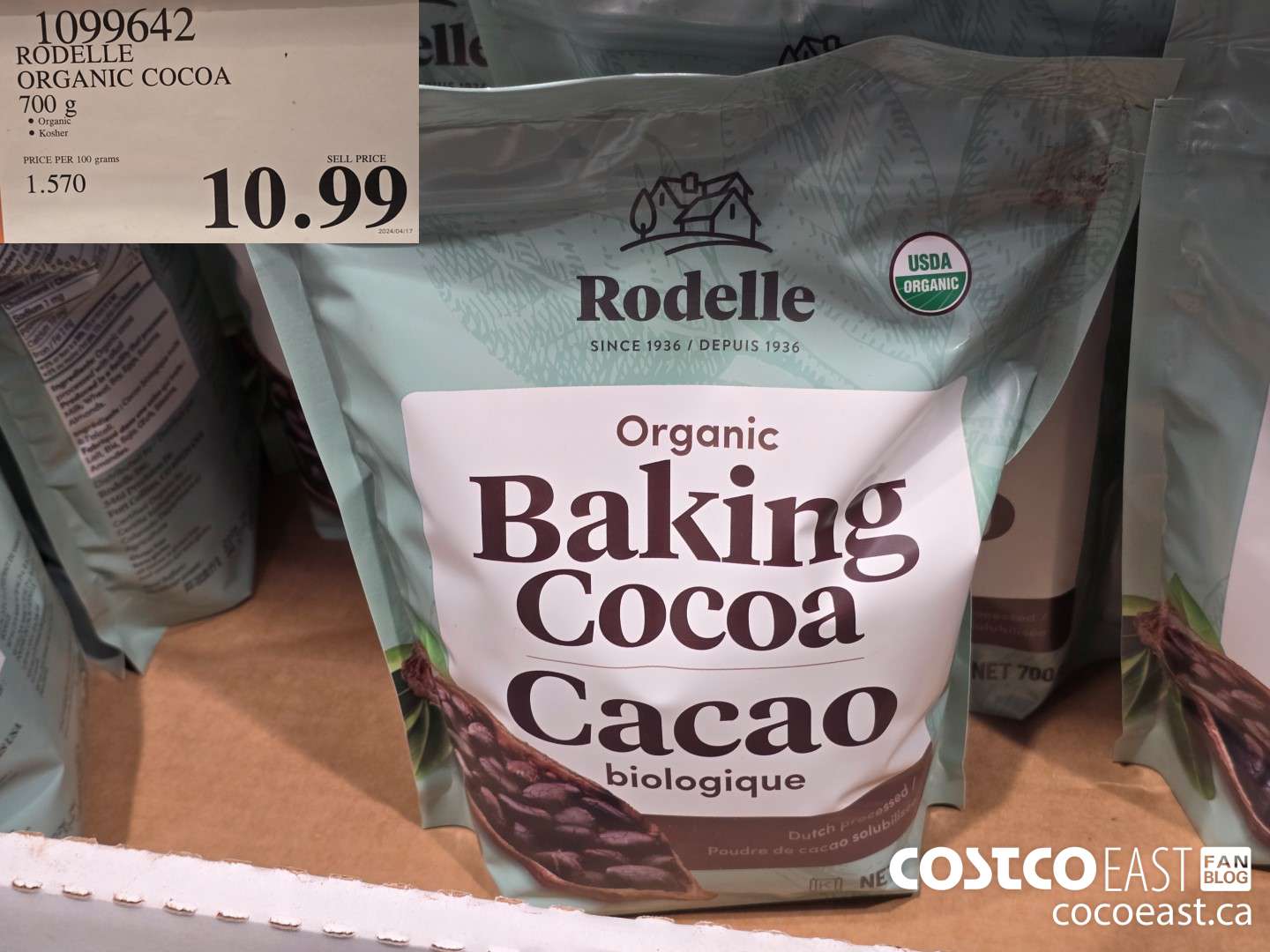 1099642 RODELLE ORGANIC COCOA 700 G $10.99