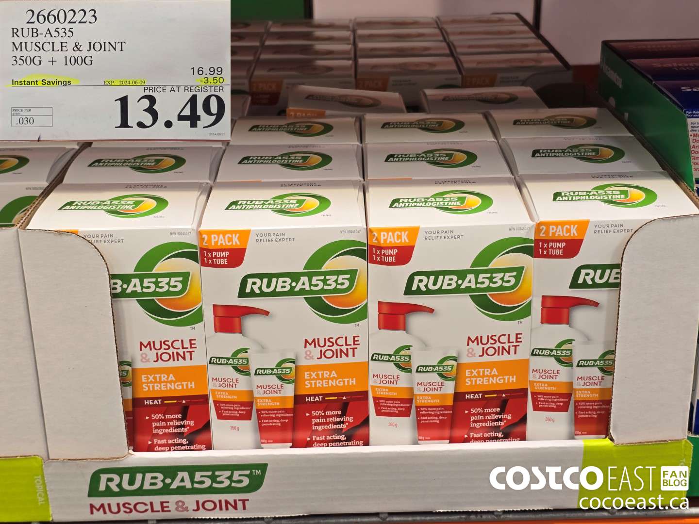 2660223 RUB-A535 MUSCLE & JOINT 350G + 100G ($3.50 INSTANT SAVINGS EXPIRES ON 2024-06-09) $13.49