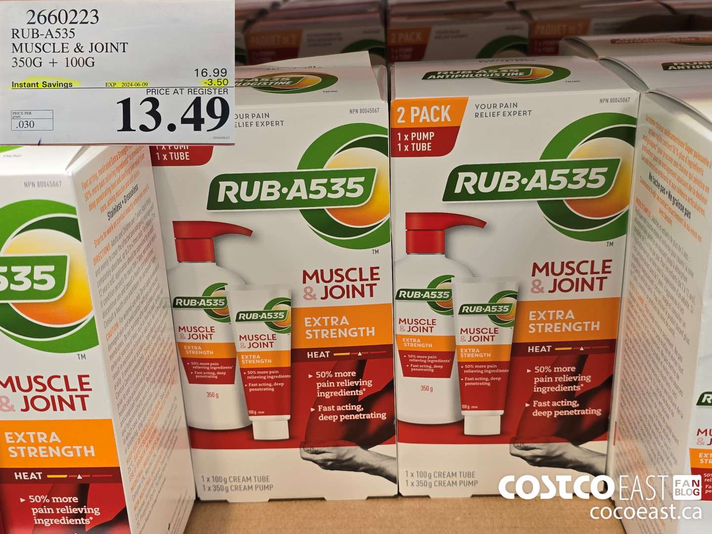 2660223 RUB-A535 MUSCLE & JOINT 350G + 100G ($3.50 INSTANT SAVINGS EXPIRES ON 2024-06-09) $13.49