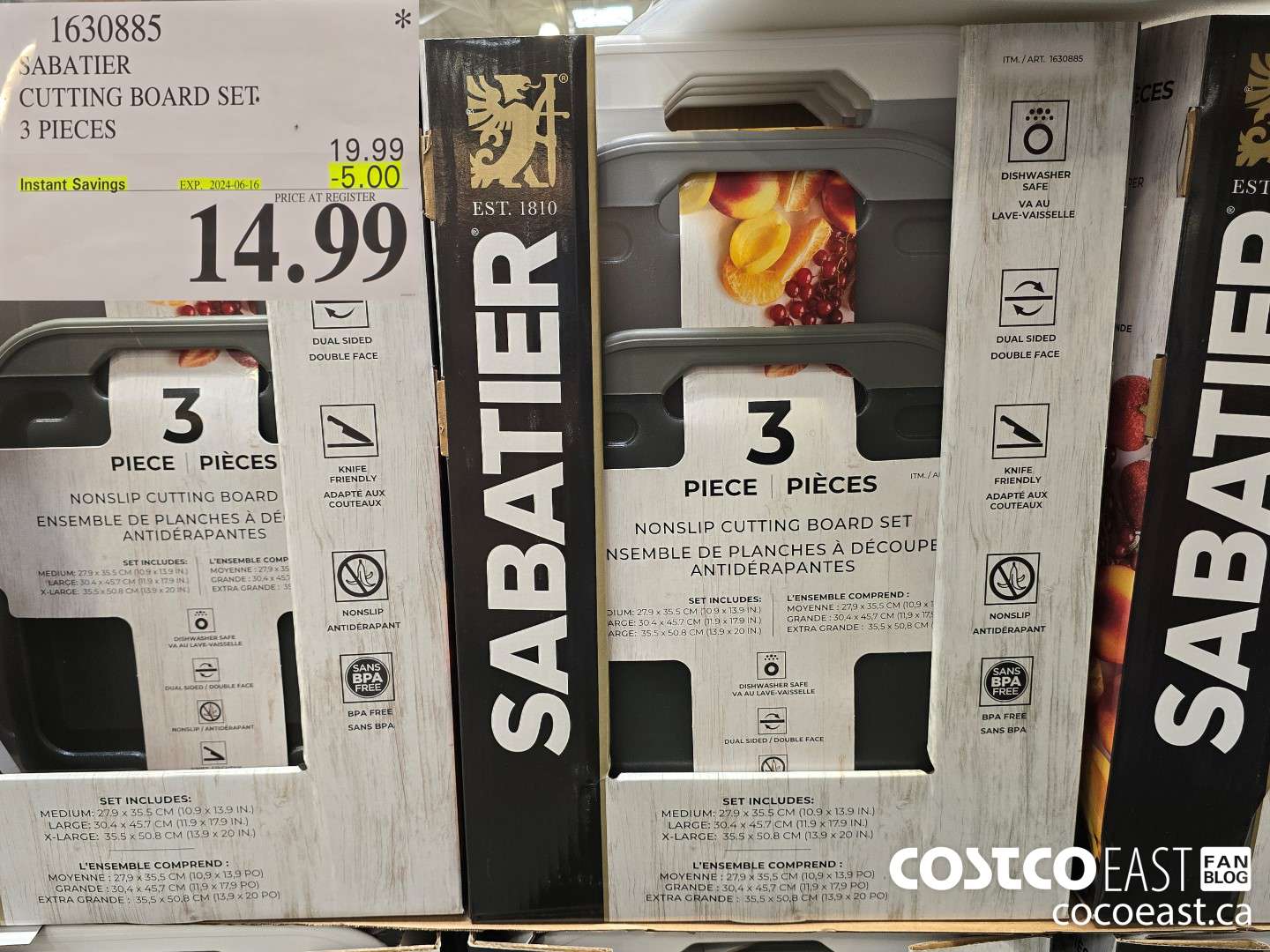 1630885 SABATIER CUTTING BOARD SET 3 PIECES ($5.00 INSTANT SAVINGS EXPIRES ON 2024-06-16) $14.99