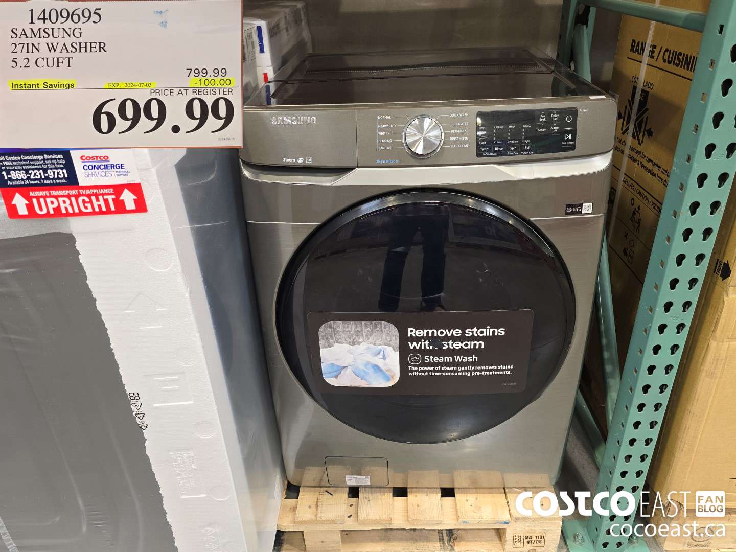 1409695 SAMSUNG 27IN WASHER 5.2 CUFT ($100.00 INSTANT SAVINGS EXPIRES ON 2024-07-03) $699.99