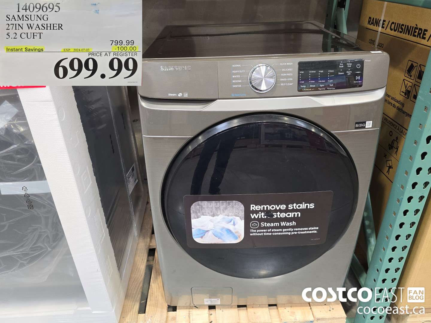 1409695 SAMSUNG 27IN WASHER 5.2 CUFT ($100.00 INSTANT SAVINGS EXPIRES ON 2024-07-03) $699.99