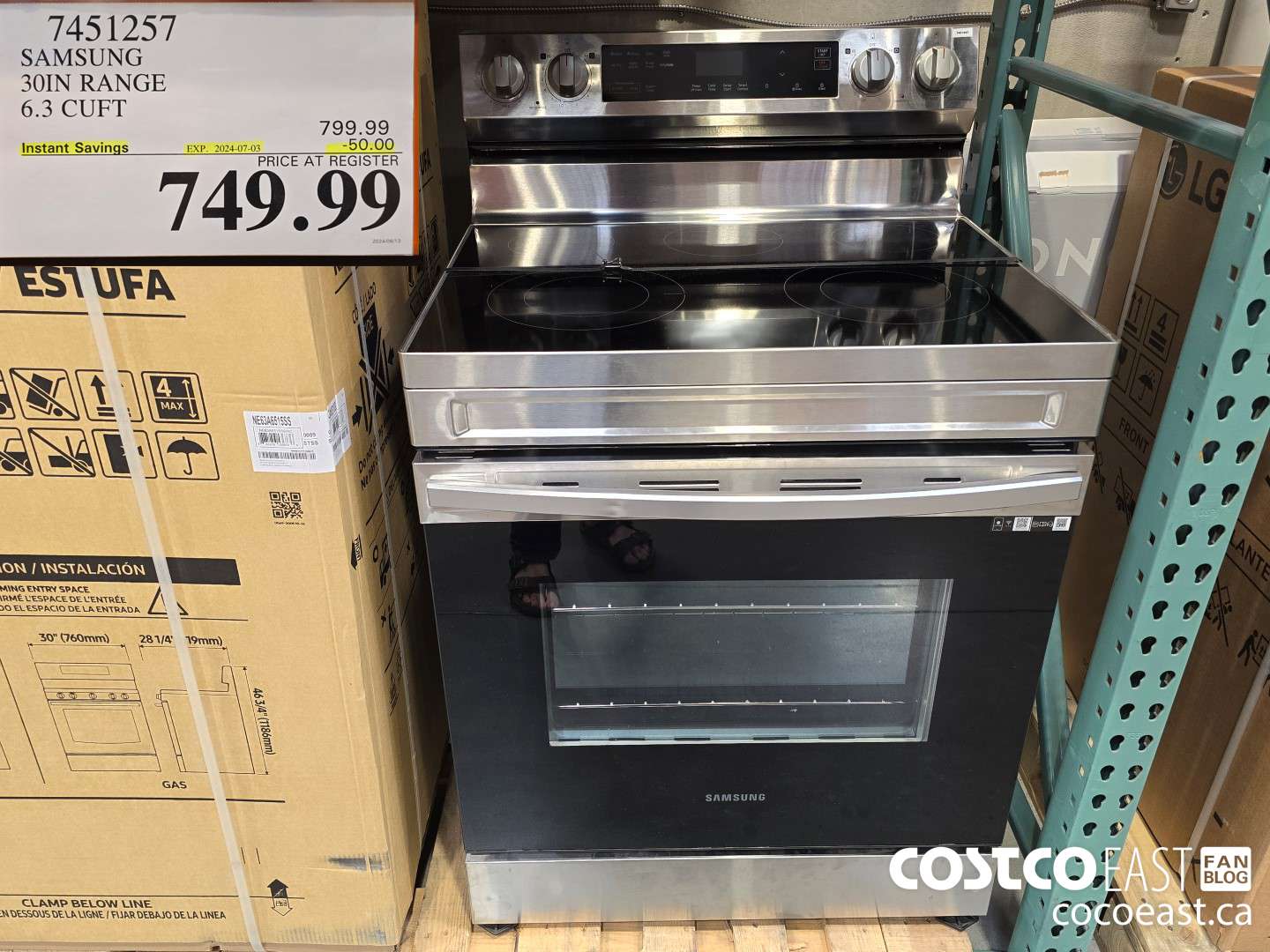 7451257 SAMSUNG 30IN RANGE 6.3 CU. FT. ($50.00 INSTANT SAVINGS EXPIRES ON 2024-07-03) $749.99