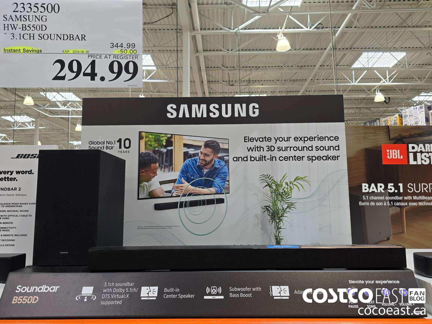 2335500 SAMSUNG HW-B550D SOUNDBAR 3.1 CH ($50.00 INSTANT SAVINGS EXPIRES ON 2024-06-30) $294.99