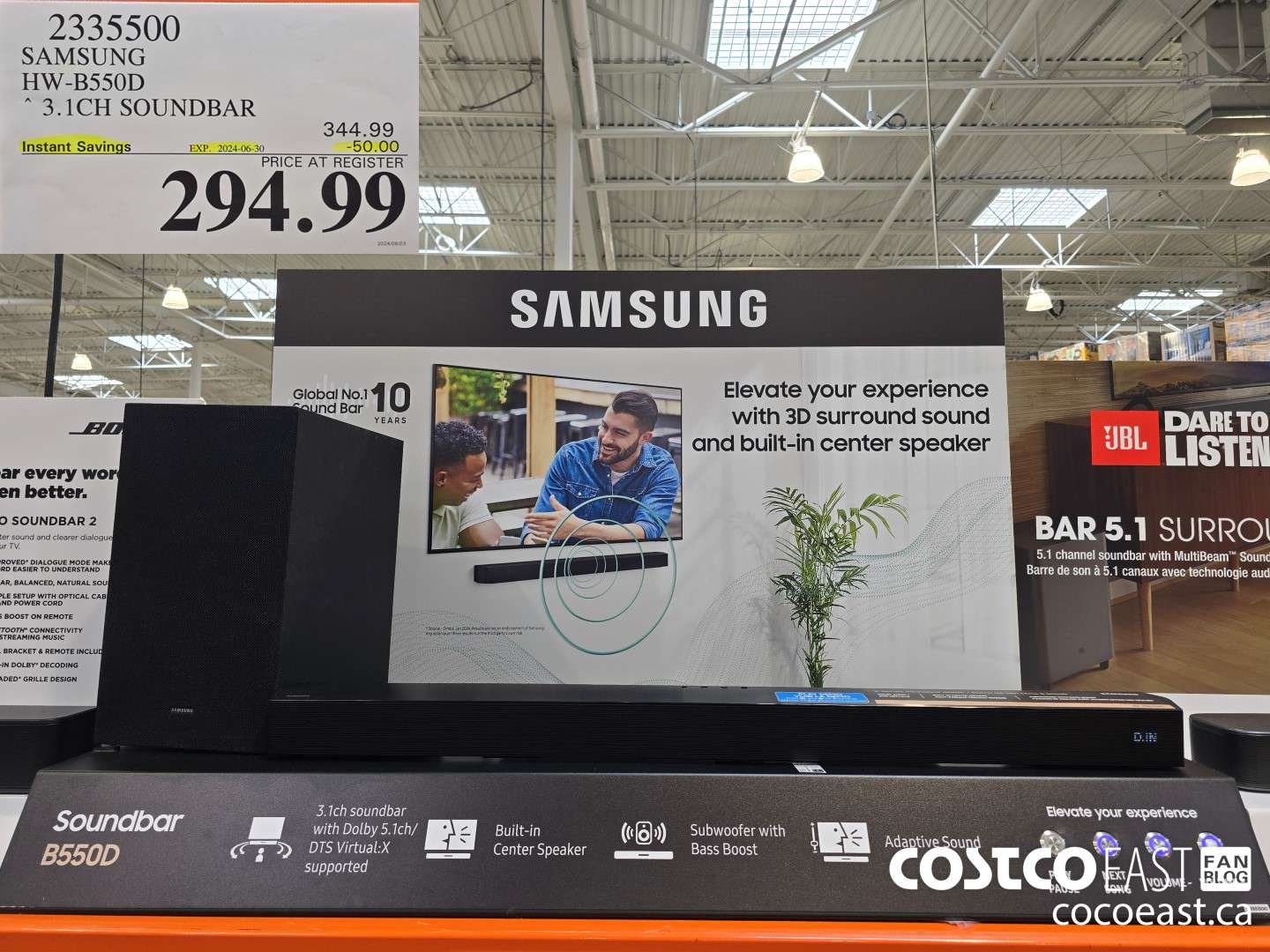 2335500 SAMSUNG HW-B550D SOUNDBAR 3.1 CH ($50.00 INSTANT SAVINGS EXPIRES ON 2024-06-30) $294.99