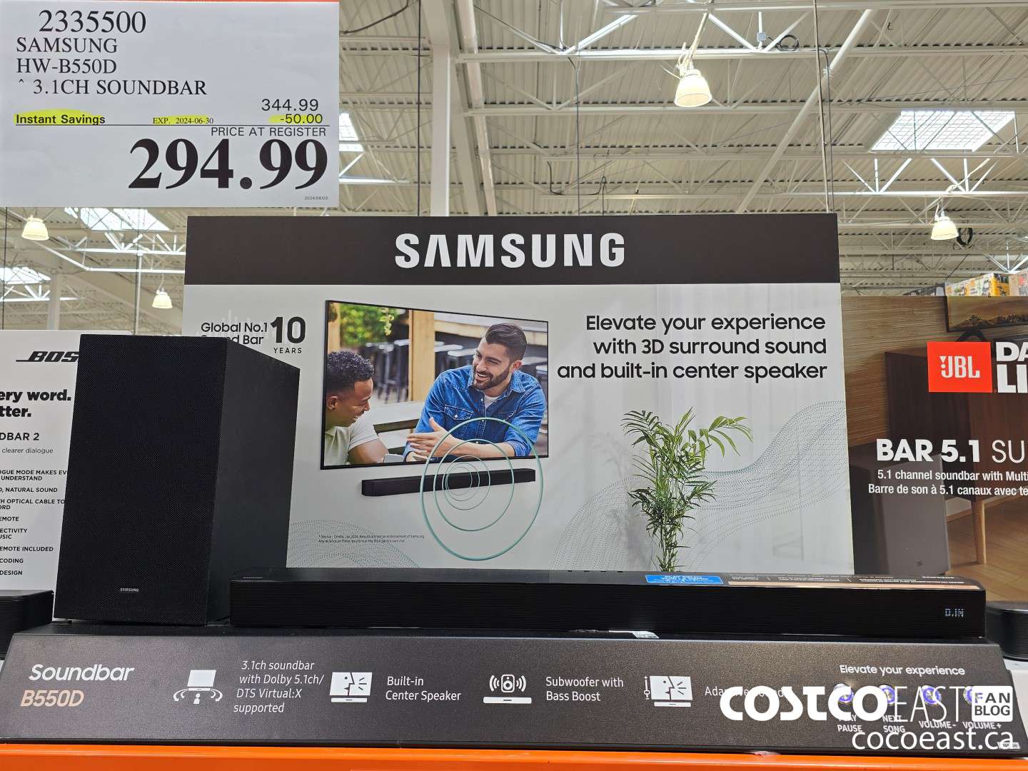 2335500 SAMSUNG HW-B550D SOUNDBAR 3.1 CH ($50.00 INSTANT SAVINGS EXPIRES ON 2024-06-30) $294.99