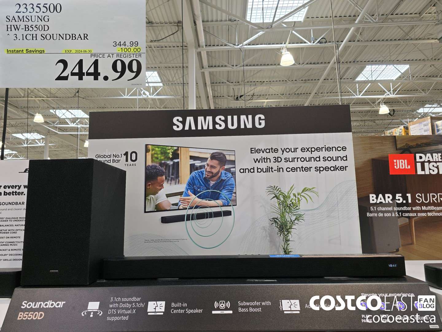 2335500 SAMSUNG HW-B550D SOUNDBAR 3.1 CH ($100.00 INSTANT SAVINGS EXPIRES ON 2024-06-30) $244.99