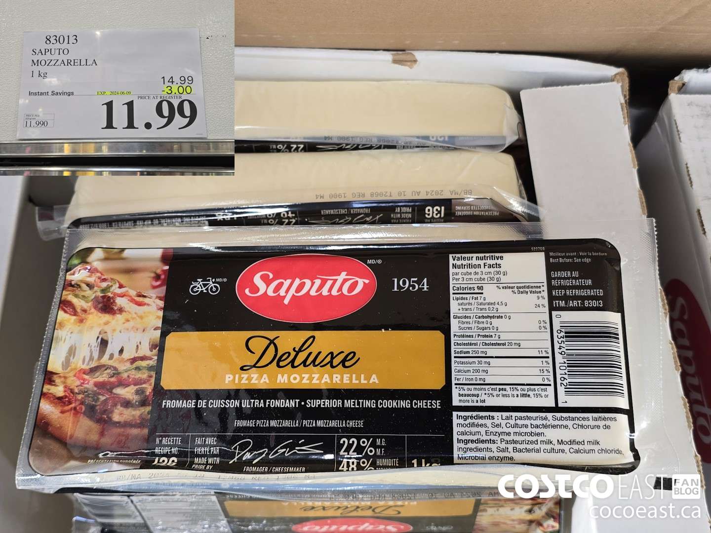 83013 SAPUTO MOZZARELLA 1 KG ($3.00 INSTANT SAVINGS EXPIRES ON 2024-06-09) $11.99