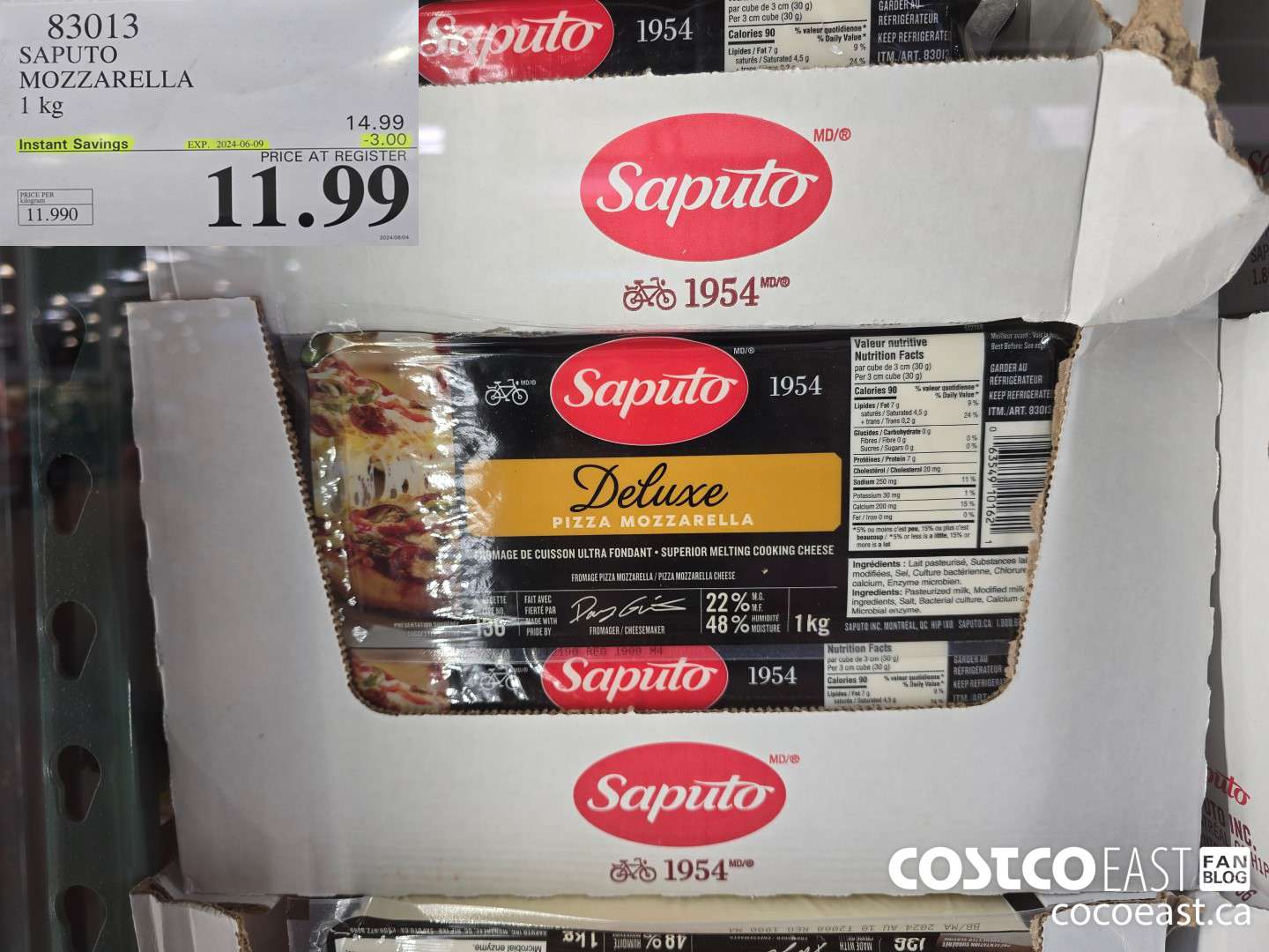 83013 SAPUTO MOZZARELLA 1 KG ($3.00 INSTANT SAVINGS EXPIRES ON 2024-06-09) $11.99