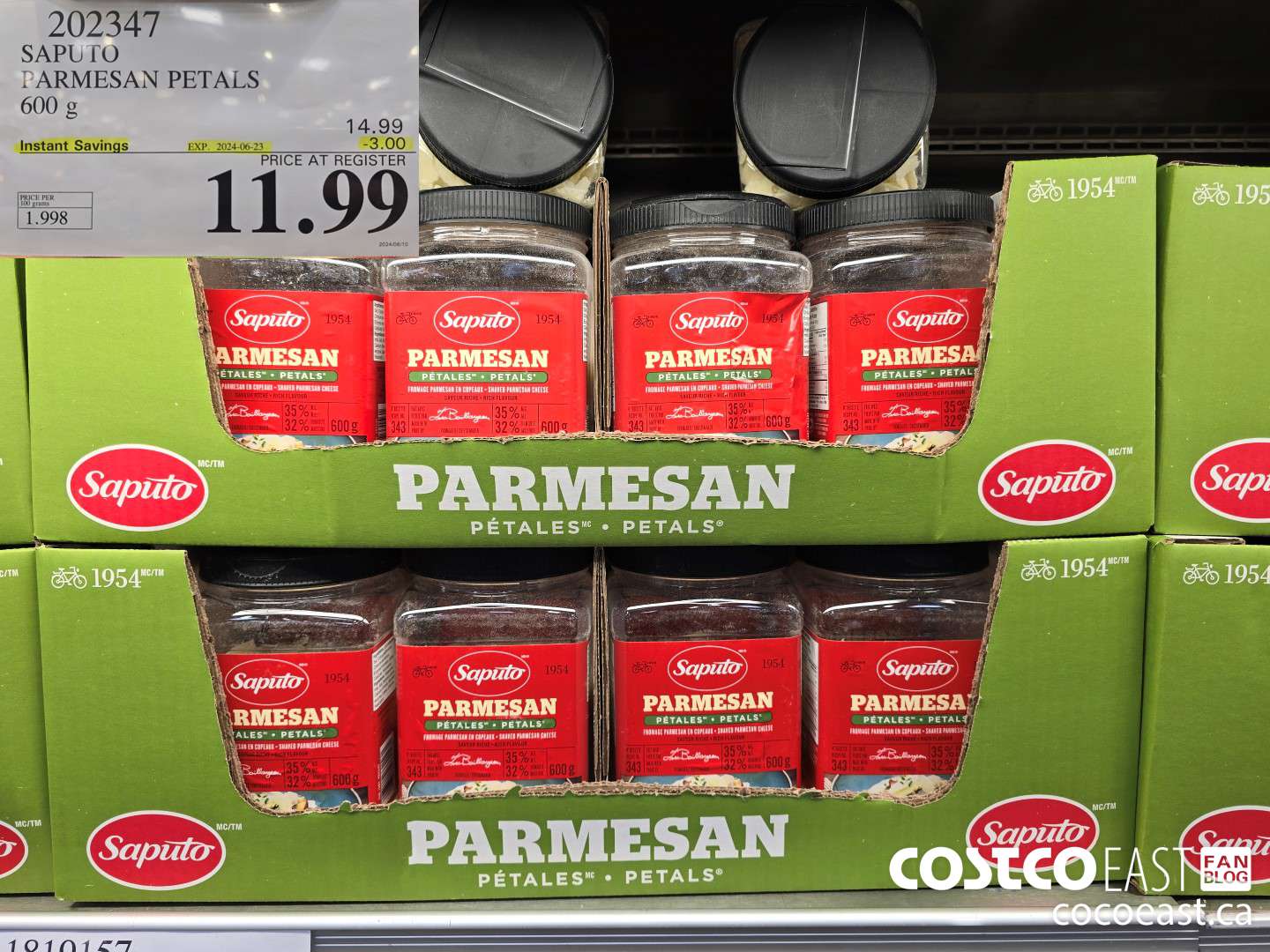 202347 SAPUTO PARMESAN PETALS 600 G ($3.00 INSTANT SAVINGS EXPIRES ON 2024-06-23) $11.99