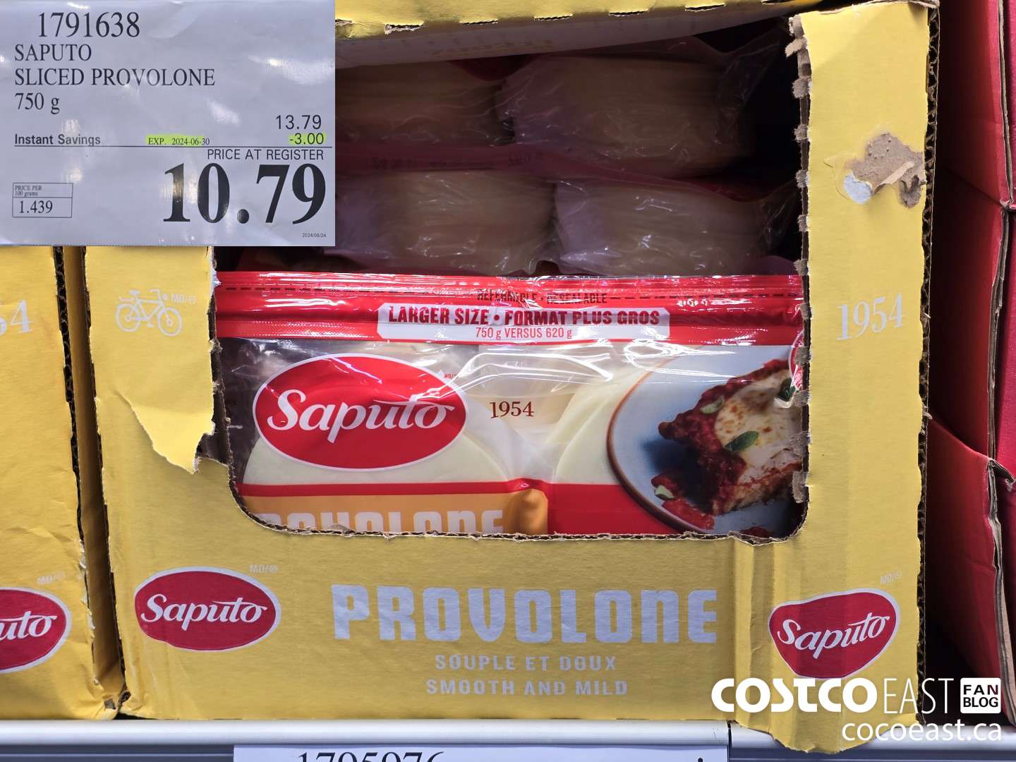 1791638 SAPUTO SLICED PROVOLONE 750 g ($3.00 INSTANT SAVINGS EXPIRES ON 2024-06-30) $10.79