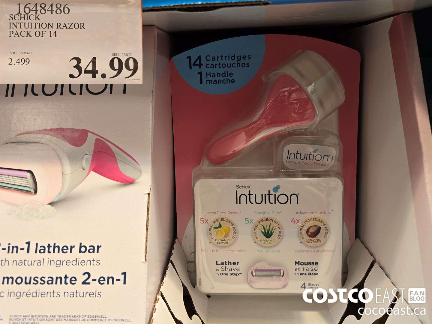 1643486 SCHICK INTUITION 14 CARTRIDGES + RAZOR $34.99